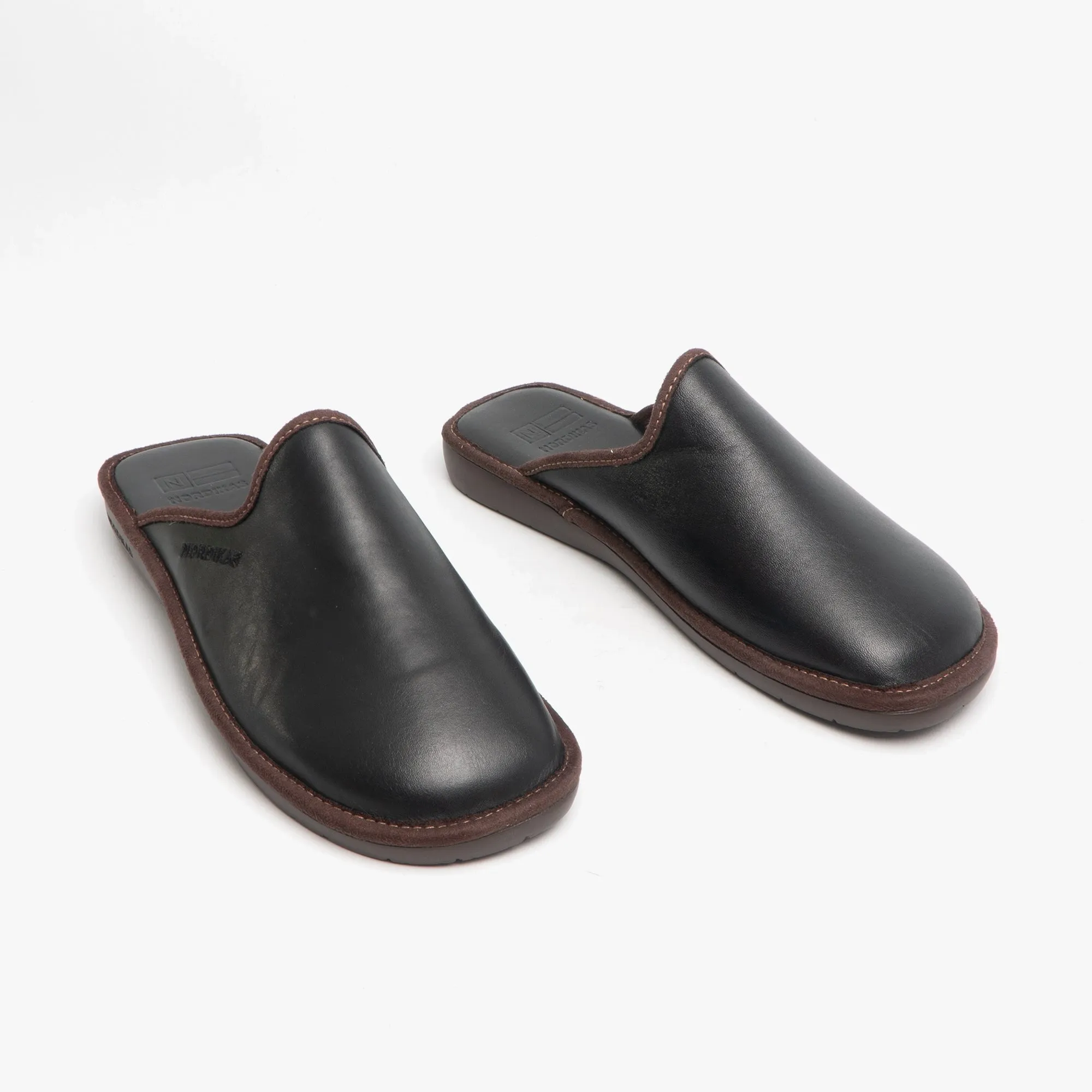 Nordikas 136 (DUBLIN) Mens Leather Mule Slippers Black