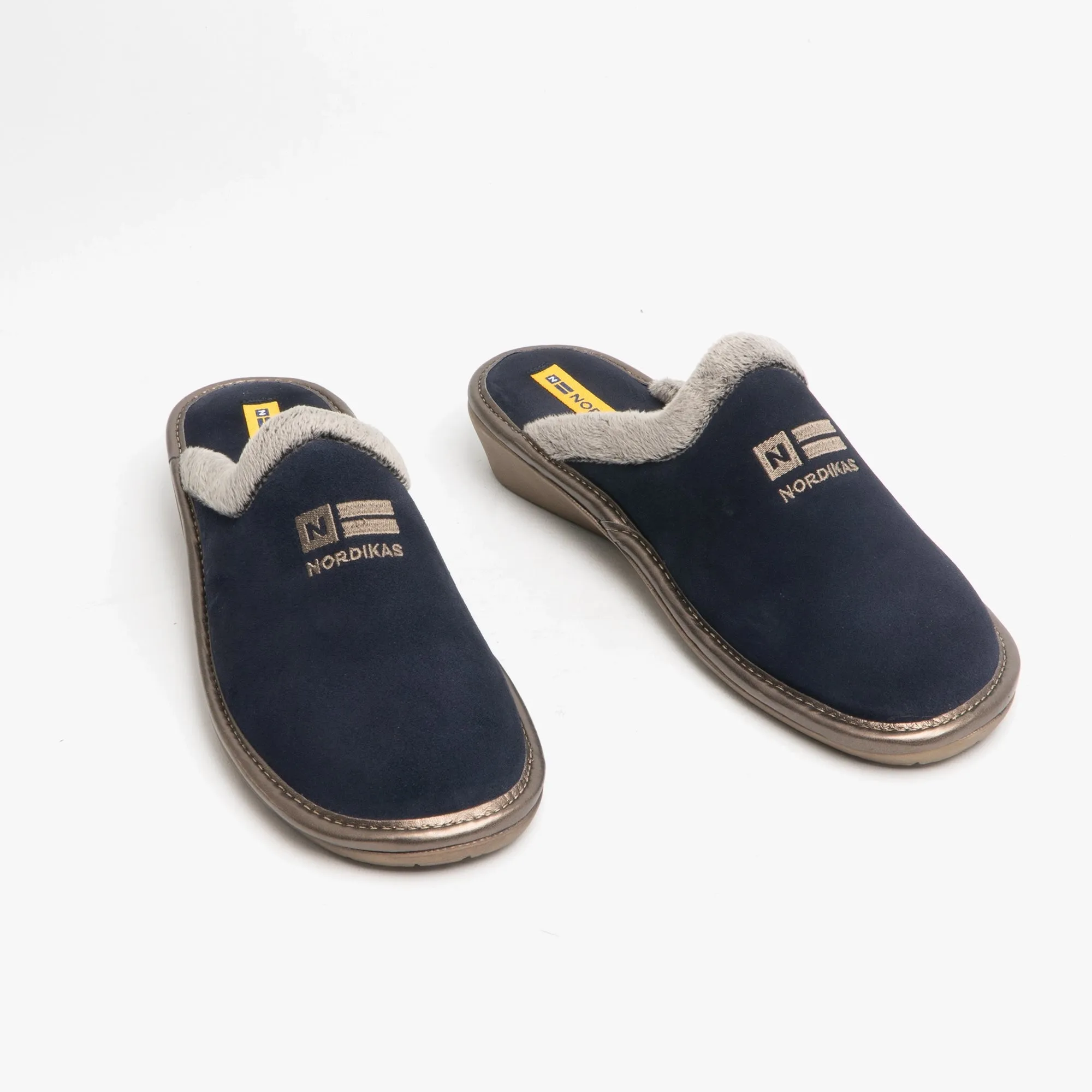 Nordikas 238 (AFELPADO) Womens Suede Mule Slippers Marine Blue