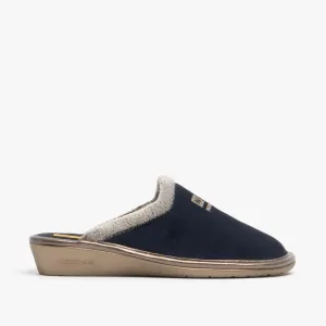 Nordikas 238 (AFELPADO) Womens Suede Mule Slippers Marine Blue