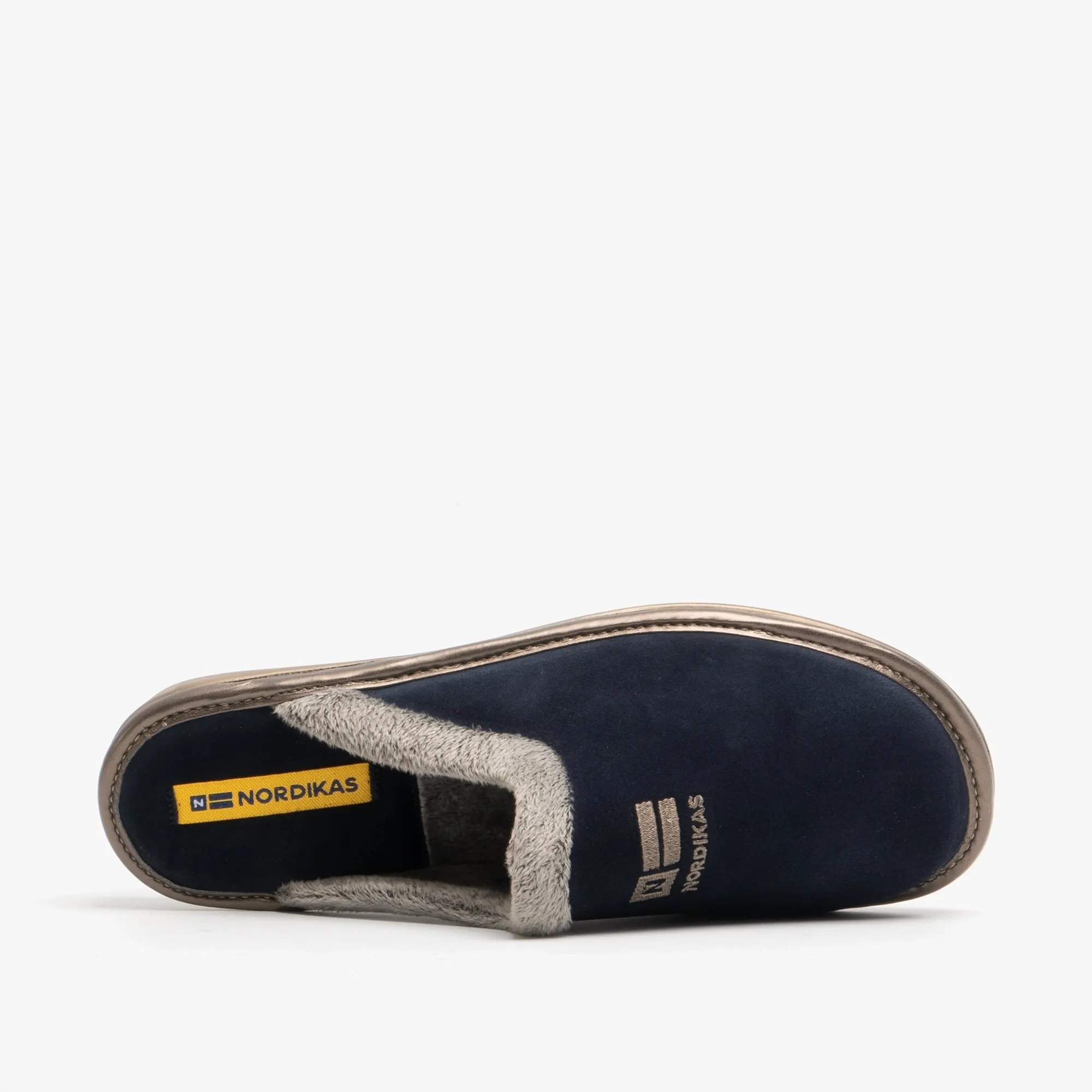 Nordikas 238 (AFELPADO) Womens Suede Mule Slippers Marine Blue