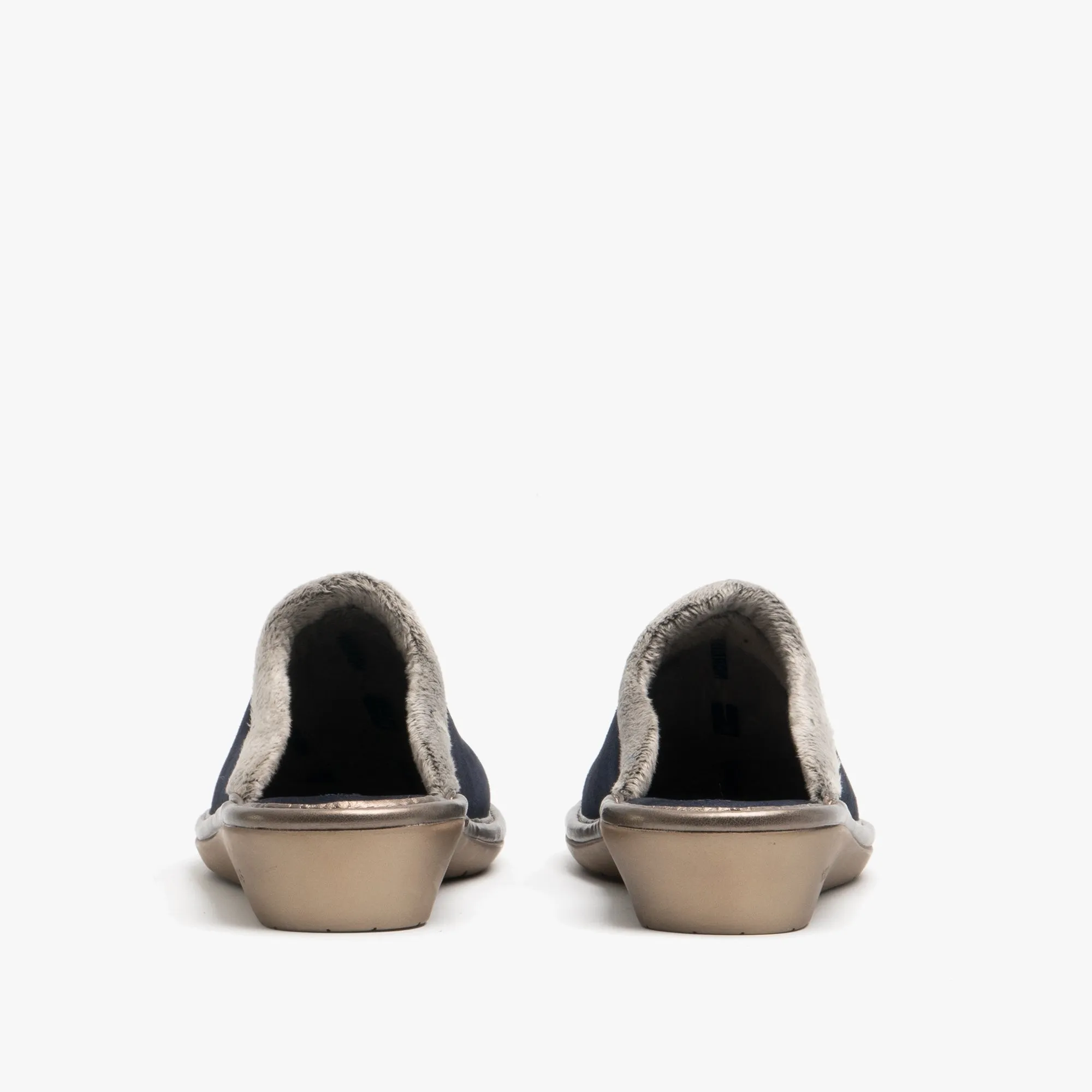 Nordikas 238 (AFELPADO) Womens Suede Mule Slippers Marine Blue
