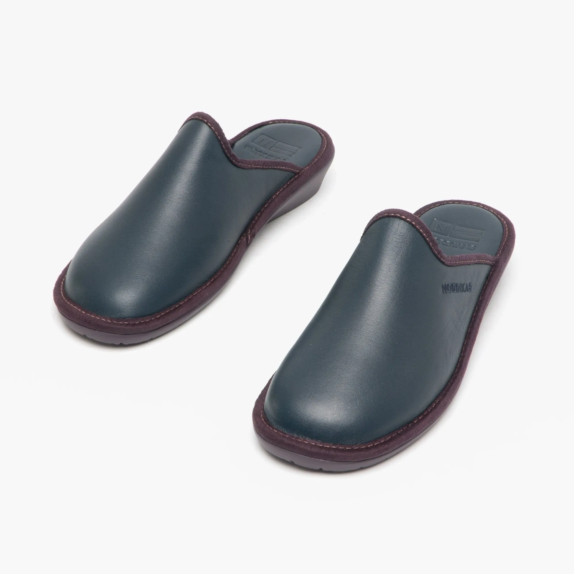 Nordikas 347 (DUBLIN) Womens Leather Mule Slippers Marine Blue