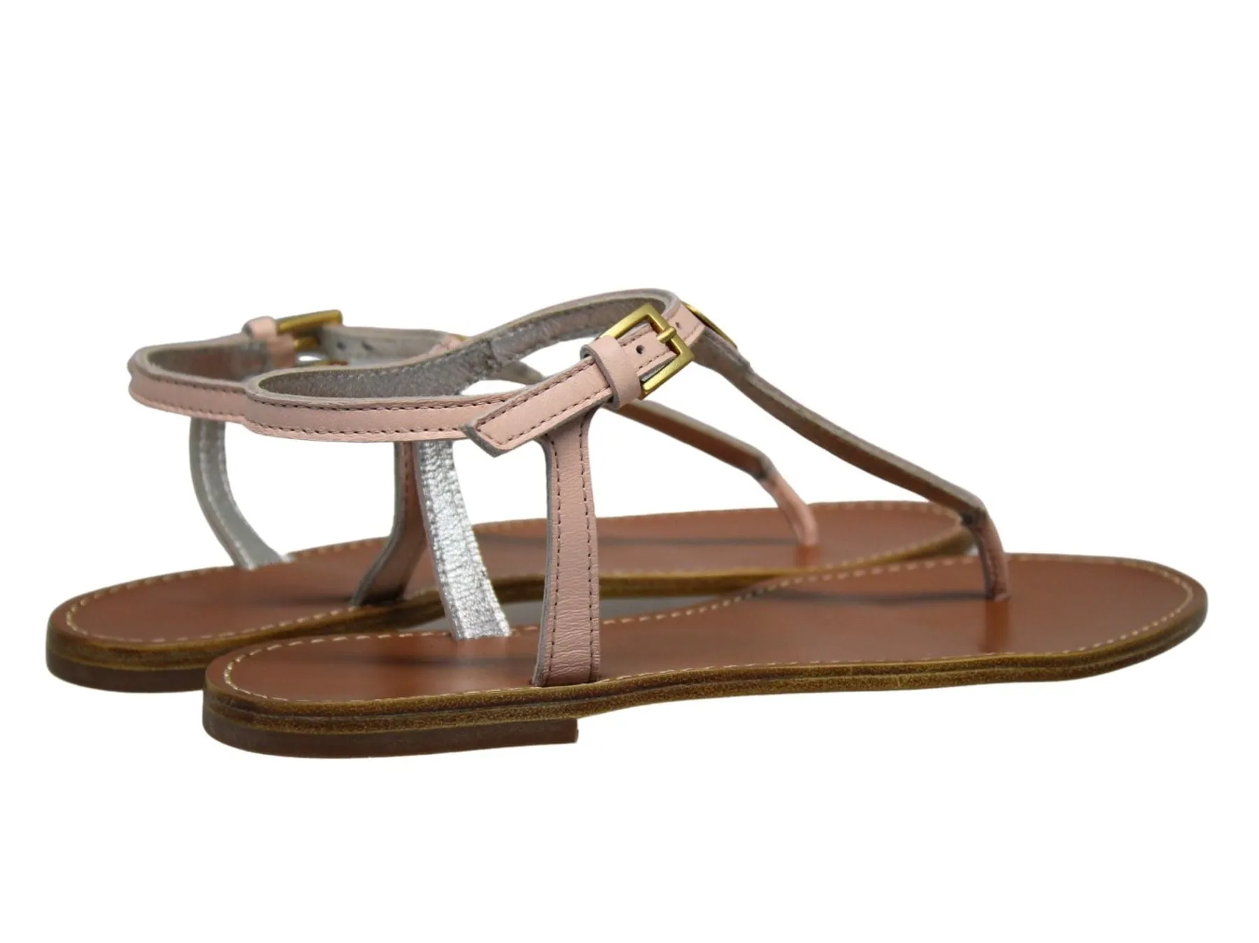 Nude leather flat sandals