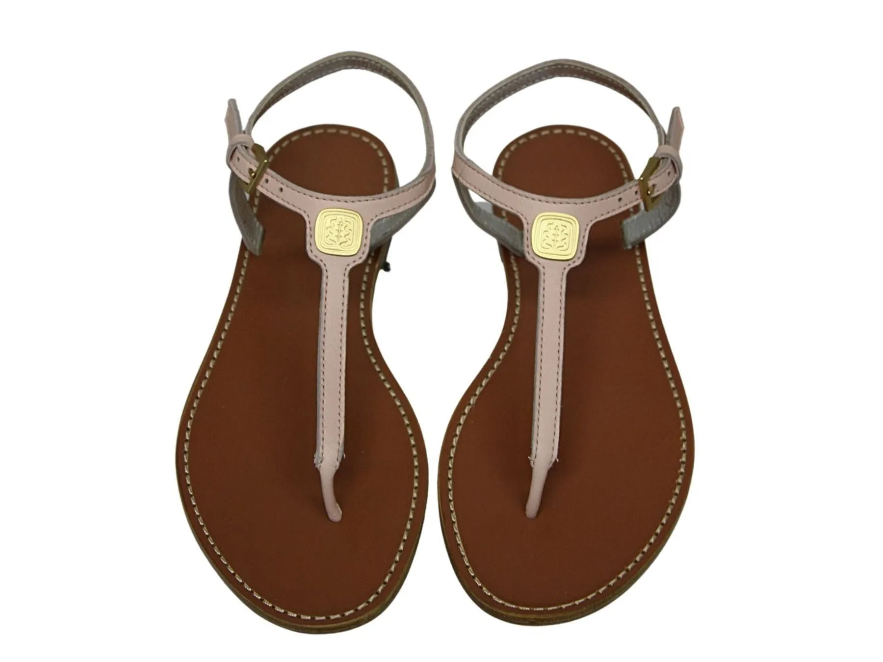 Nude leather flat sandals