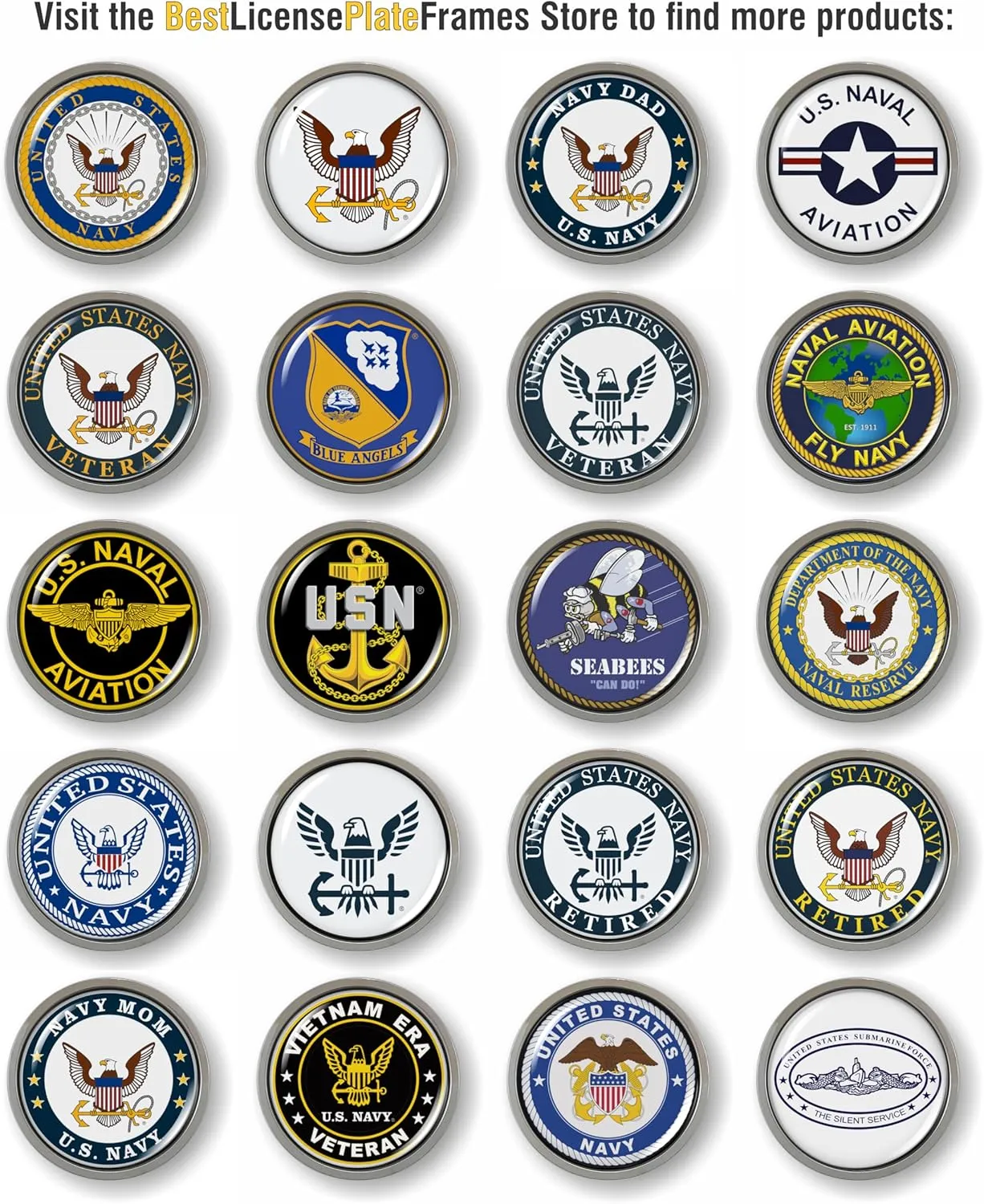 [Officially Licensed Product] - US Navy Chief Fouled Anchor USN CAR Emblem 3D Domed Badge Sticker with Metal Chrome Round Bezel