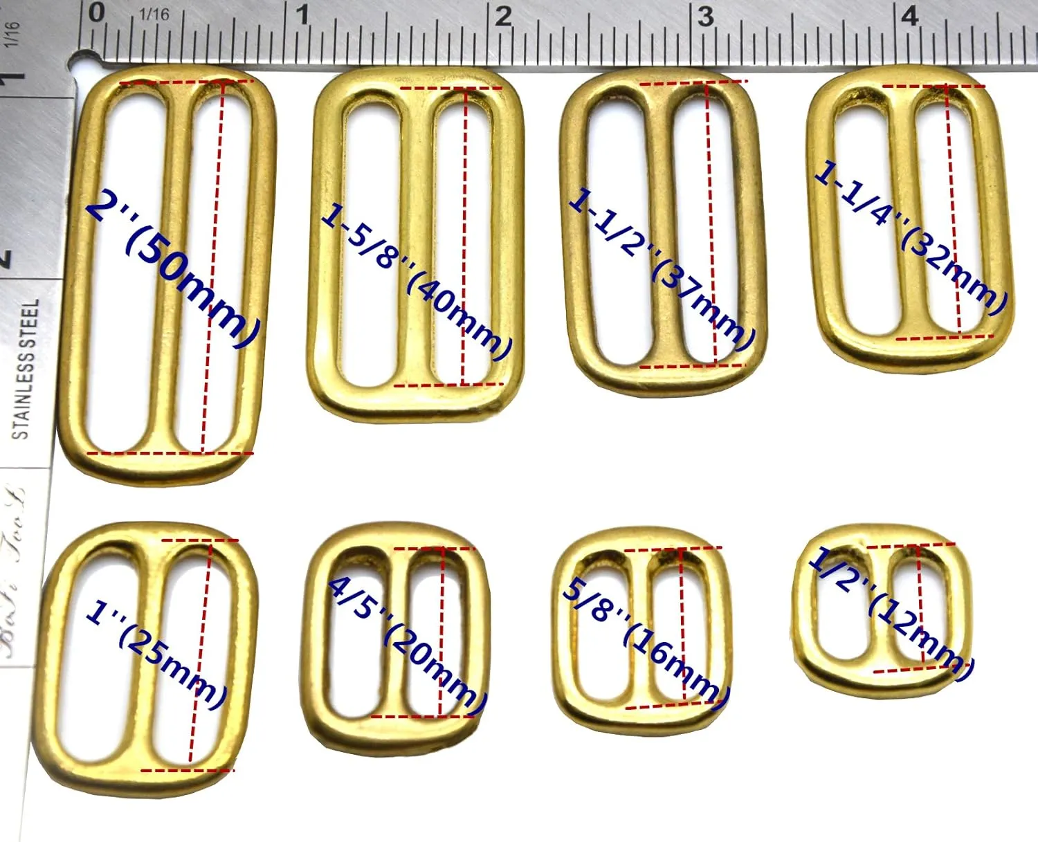 Okones Pack of 6pcs,1''(25mm) Inner Width,Solid Brass Rectangle Buckle Loop Ring Belt and Strap Keeper for Backpack Bag Accessories(insides 1'' 25mm)