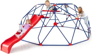 Olakids Climbing Dome with Slide, Kids Outdoor Jungle Gym Geometric Dome Climber, Steel Frame, 13.3FT Climb Structure Backyard Playground Center Equipment for Toddlers