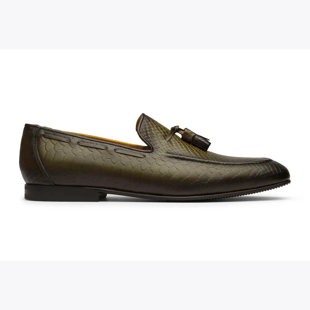 Olive Patina Croco Tassel Loafer