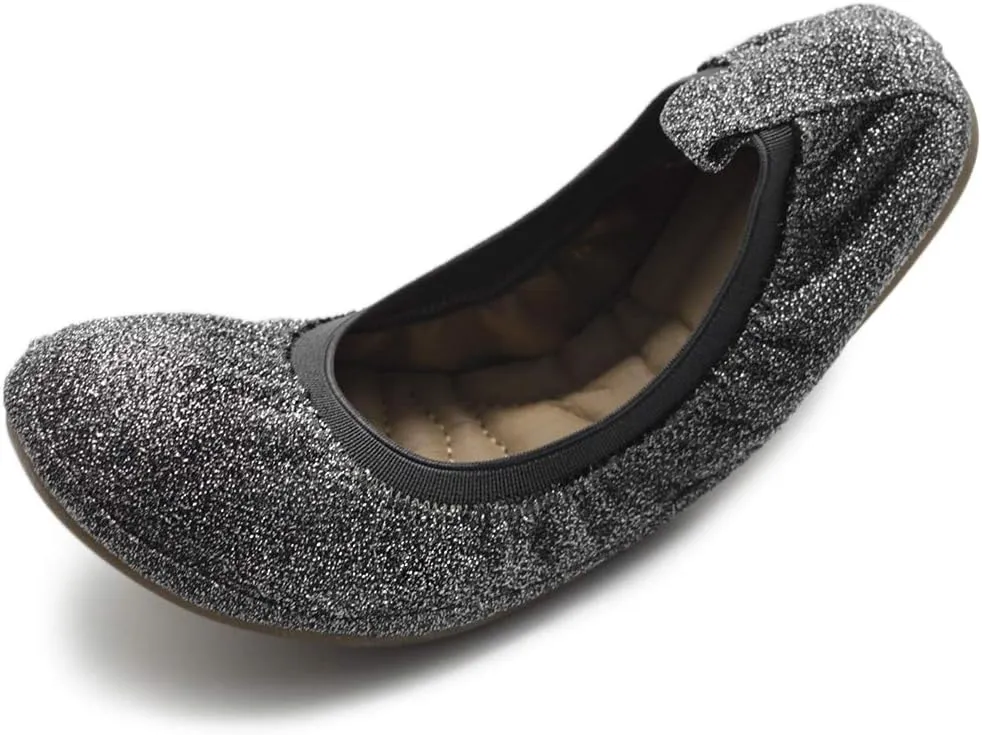 Ollio Women's Shoes Glitter Slip On Comfort Basic Ballet Flats F118