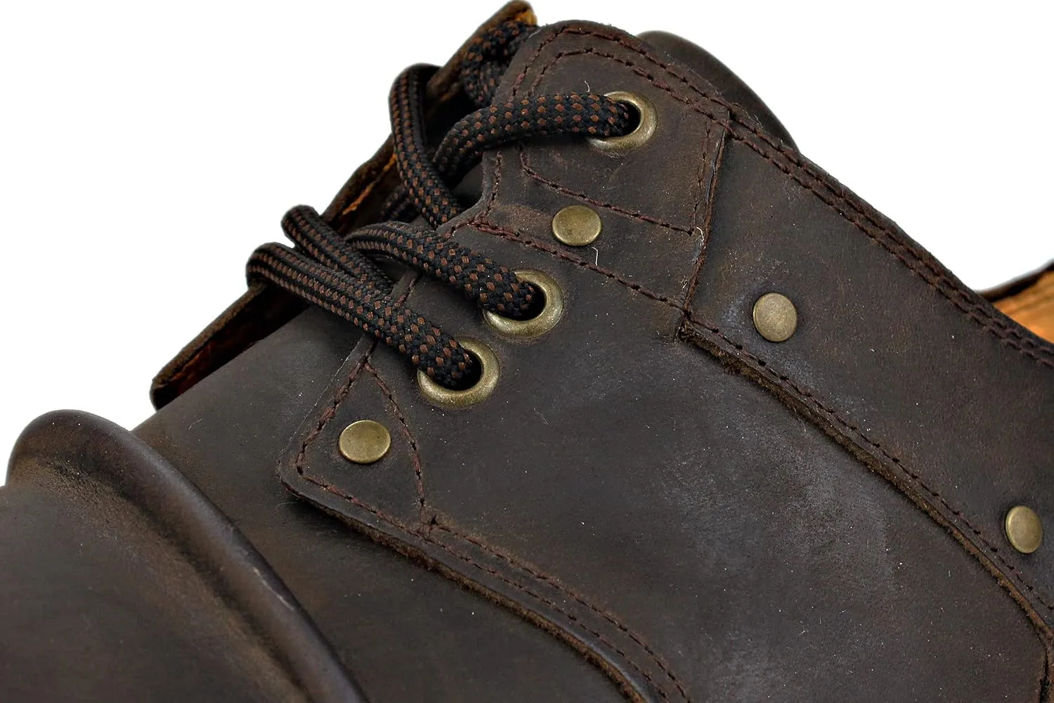 OSSTONE Moto Boots for Men Fashion lace-up Leather Chukka Boots Casual Shoes OS-6015-1-RED-BROWN-R
