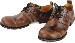OSSTONE Moto Boots for Men Fashion lace-up Leather Chukka Boots Casual Shoes OS-6015-1-RED-BROWN-R