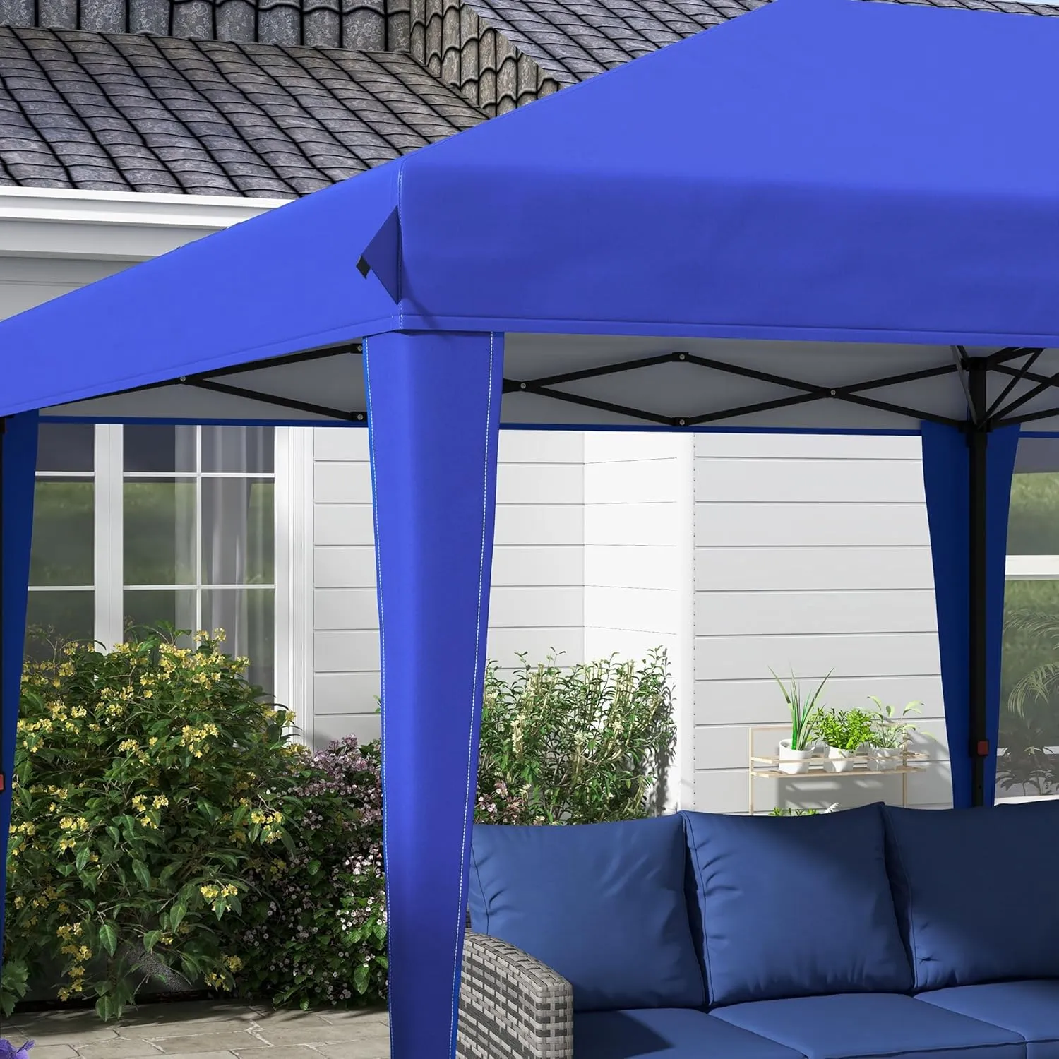 Outsunny 10' x 20' Pop Up Canopy Tent, Upgraded Heavy Duty Tents for Parties, Outdoor Instant Gazebo Sun Shade Shelter with Carry Bag, for Catering, Events, Wedding, Backyard BBQ, Blue