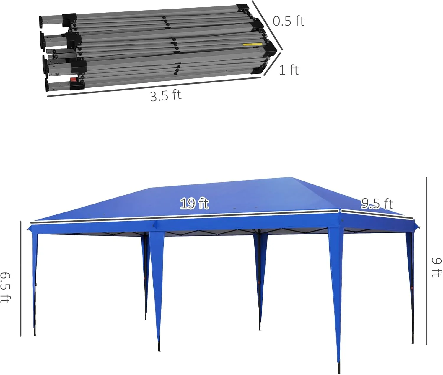 Outsunny 10' x 20' Pop Up Canopy Tent, Upgraded Heavy Duty Tents for Parties, Outdoor Instant Gazebo Sun Shade Shelter with Carry Bag, for Catering, Events, Wedding, Backyard BBQ, Blue