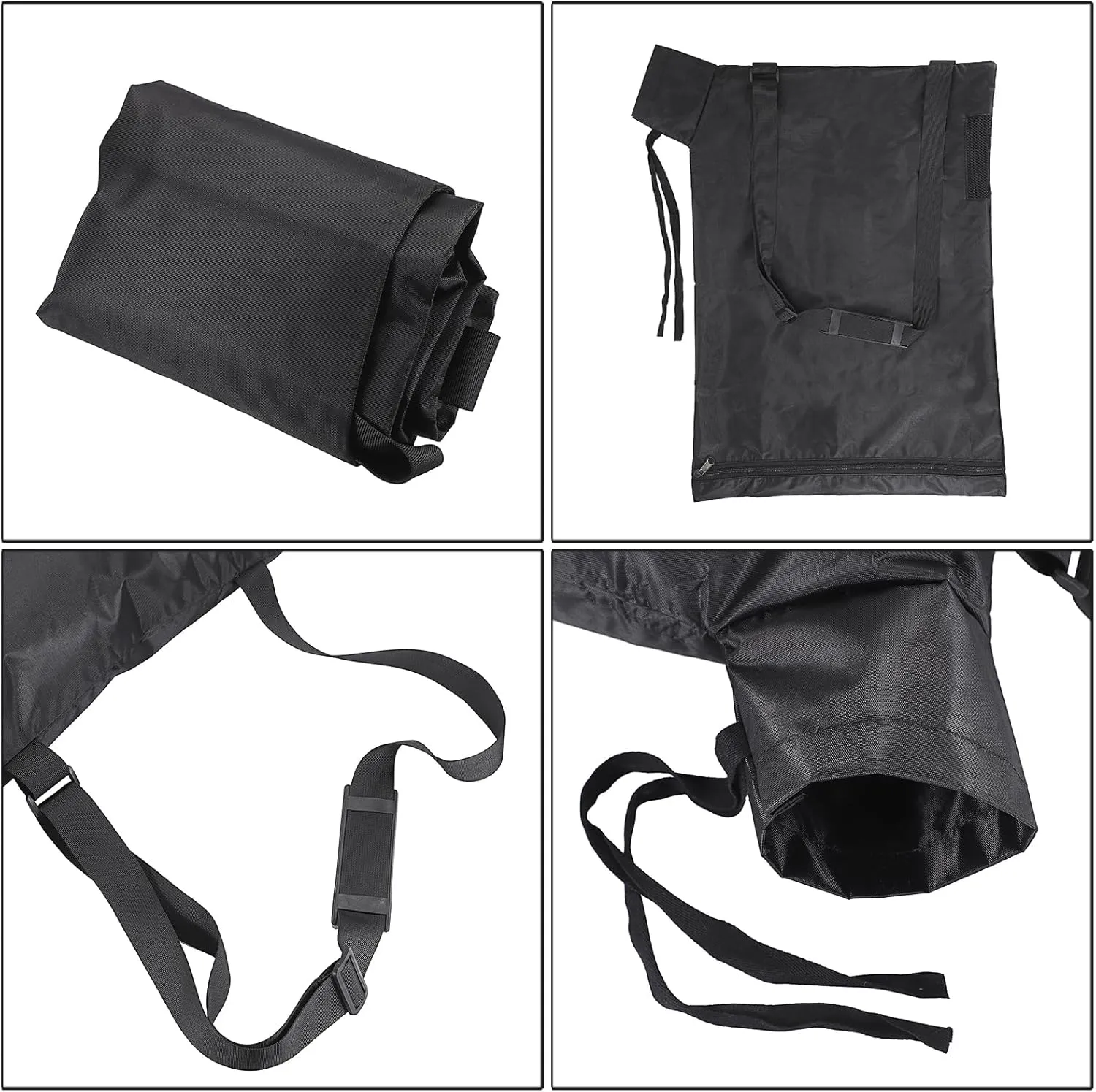 OwnMy Universal Leaf Vacuum Blower Bag Black Leaf Vacuum Bag Leaf Blower Replacement Bag with 3 Fasten Ties, Adjustable Leaf Blower Mulcher Bag Bottom Debris Zipper Bag Fallen Leaves Collection Bag