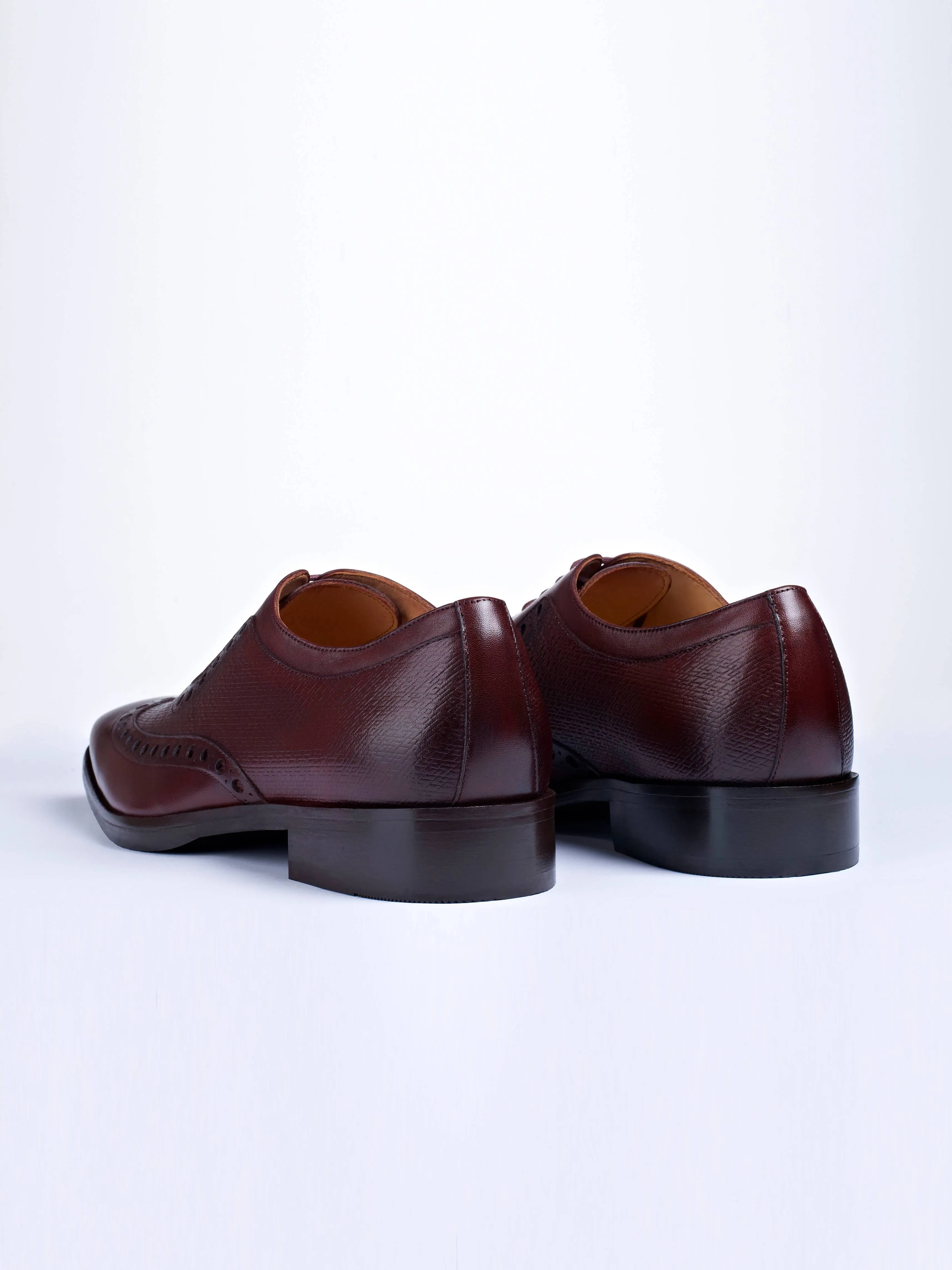 Oxford Lace Up Shoes With Broguing & Zm Embossed Leather Detail