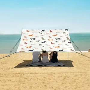 Pattern with Puppies Dogs Beach Camping Tent Sun Shelter for Whole Family, Beach Shade Canopy with UPF50  UV Protection,Easy Set Up and Carry,Outdoor Shade for Trips, Fishing, Backyard Fun Picn