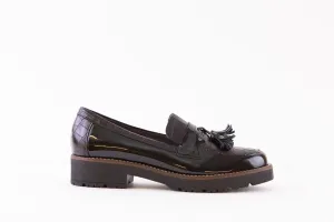 PITILLOS - 1664 CHUNKY FLAT LOAFER WITH TASSEL - BLACK