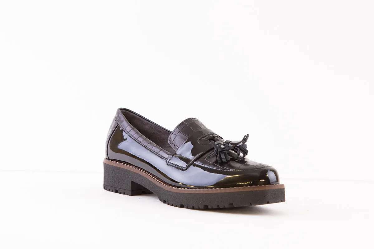 PITILLOS - 1664 CHUNKY FLAT LOAFER WITH TASSEL - BLACK