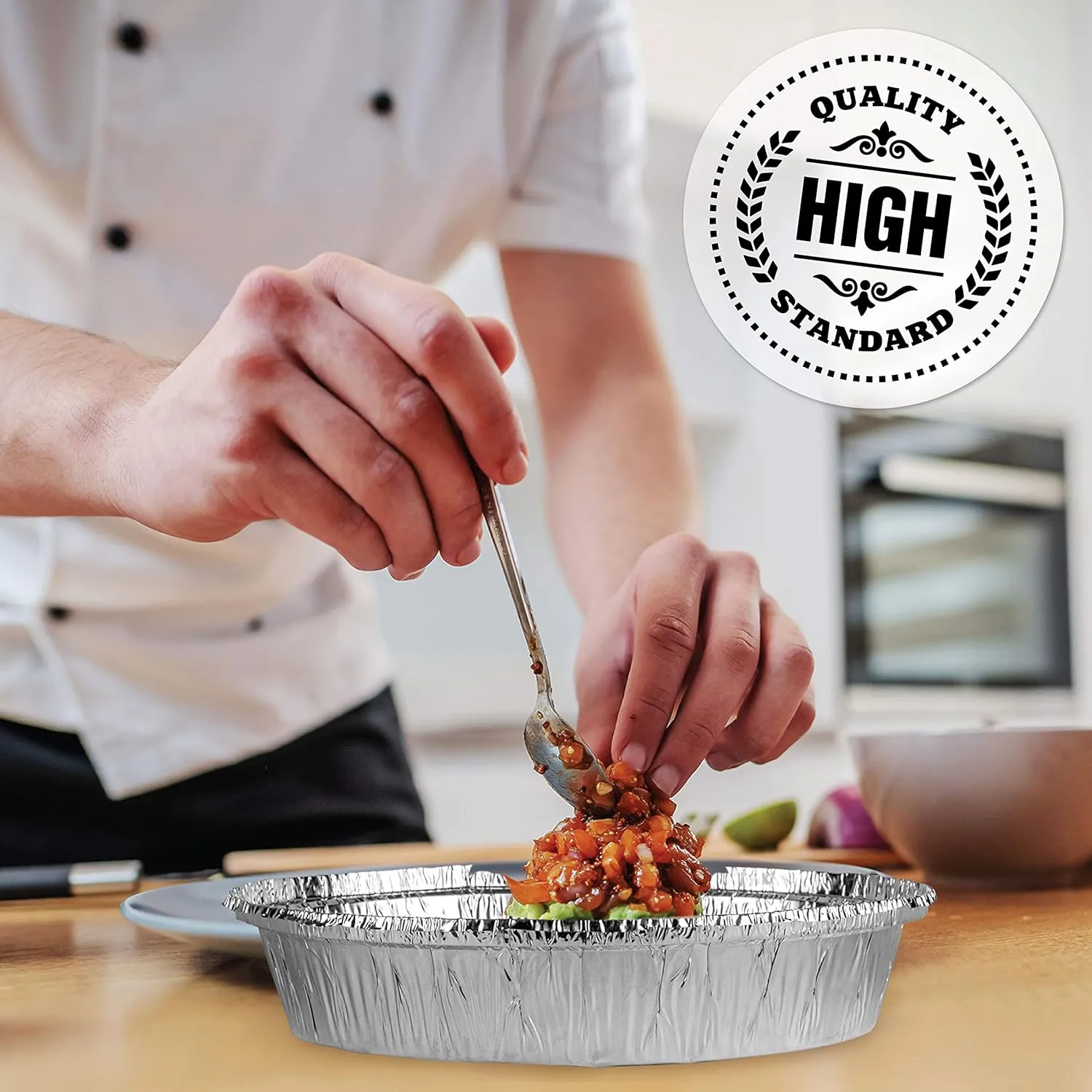 PLASTICPRO 9'' Inch Round Tin Foil Pans Disposable Aluminum, Freezer & Oven Safe - For Baking, Cooking, Storage, Roasting, & Reheating, Pack of 50