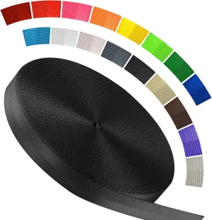 Polyester Webbing Strap 16 Colors – 1"&1.5"&1.9" – 16.5 25 33 55 Yards Heavy Duty Webbing Roll, Flat Webbing Strap for Indoor&Outdoor Gear, Climbing, DIY Crafting, Repairing