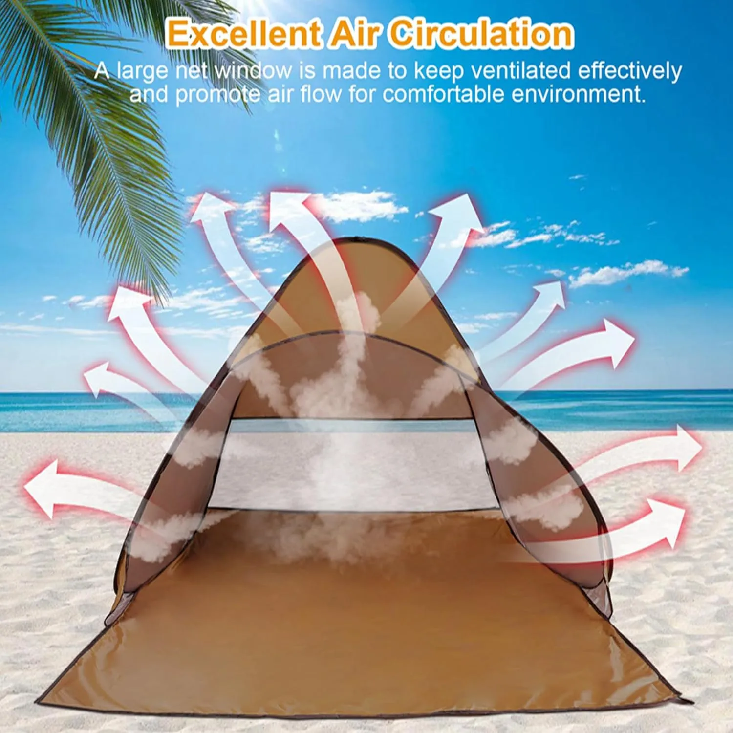 Pop Up Beach Tent for 2-3 Person, UPF50  Anti-UV Sun Shelter w/Storage Bag