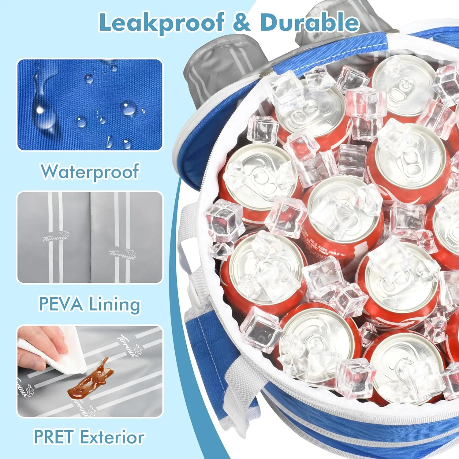 Pop-Up Collapsible Cooler Bag & Ice Chest - Insulated, Lightweight with Waterproof Interior & Built-in Cup Holder | Leak-Proof Portable Cooler for Camping, Beach, Picnics, Travel