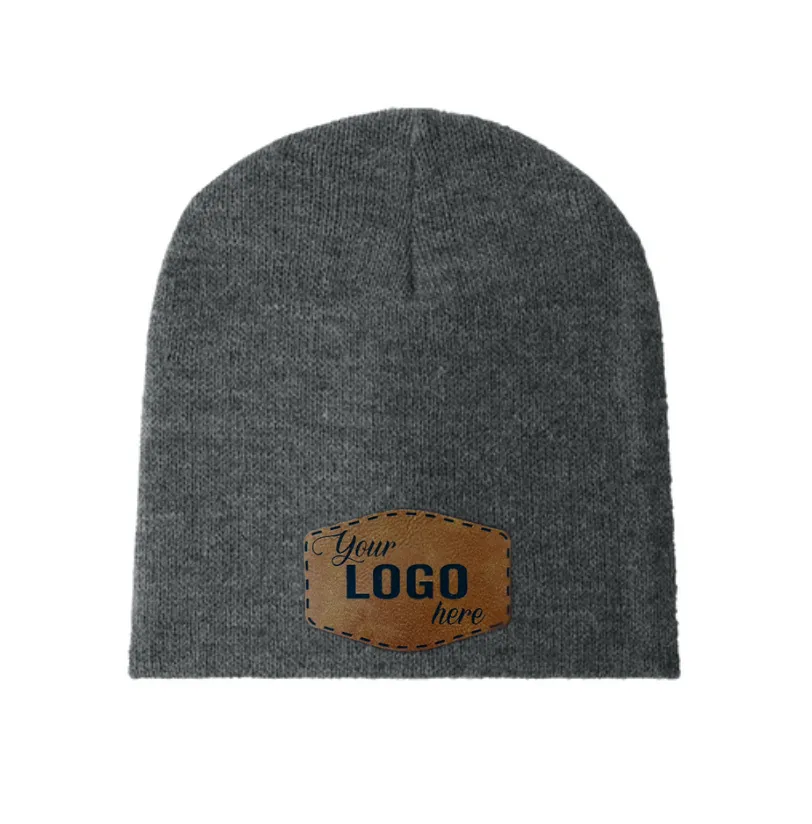 Port & Company Beanie Cap - Leather Patch