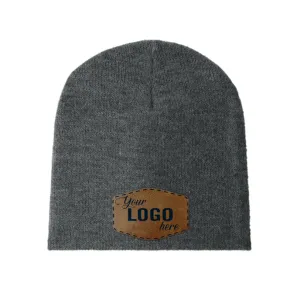 Port & Company Beanie Cap - Leather Patch