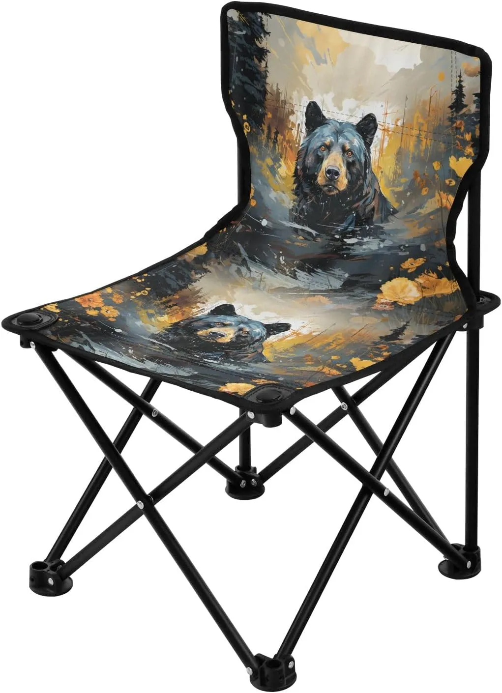 Portable Camping Folding Chairs Foldable Chair Small Black Bear Lightweight Backpacking Outdoor Outside Fishing