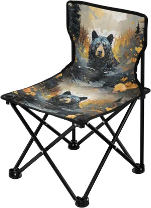 Portable Camping Folding Chairs Foldable Chair Small Black Bear Lightweight Backpacking Outdoor Outside Fishing