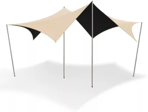 Portable Camping Tarp Shelter, Canopy Sun Shade, Outdoor Tent with Metal Support Poles for Parks, Gardens, Lawns, Courtyards, Four Ways to Set Up