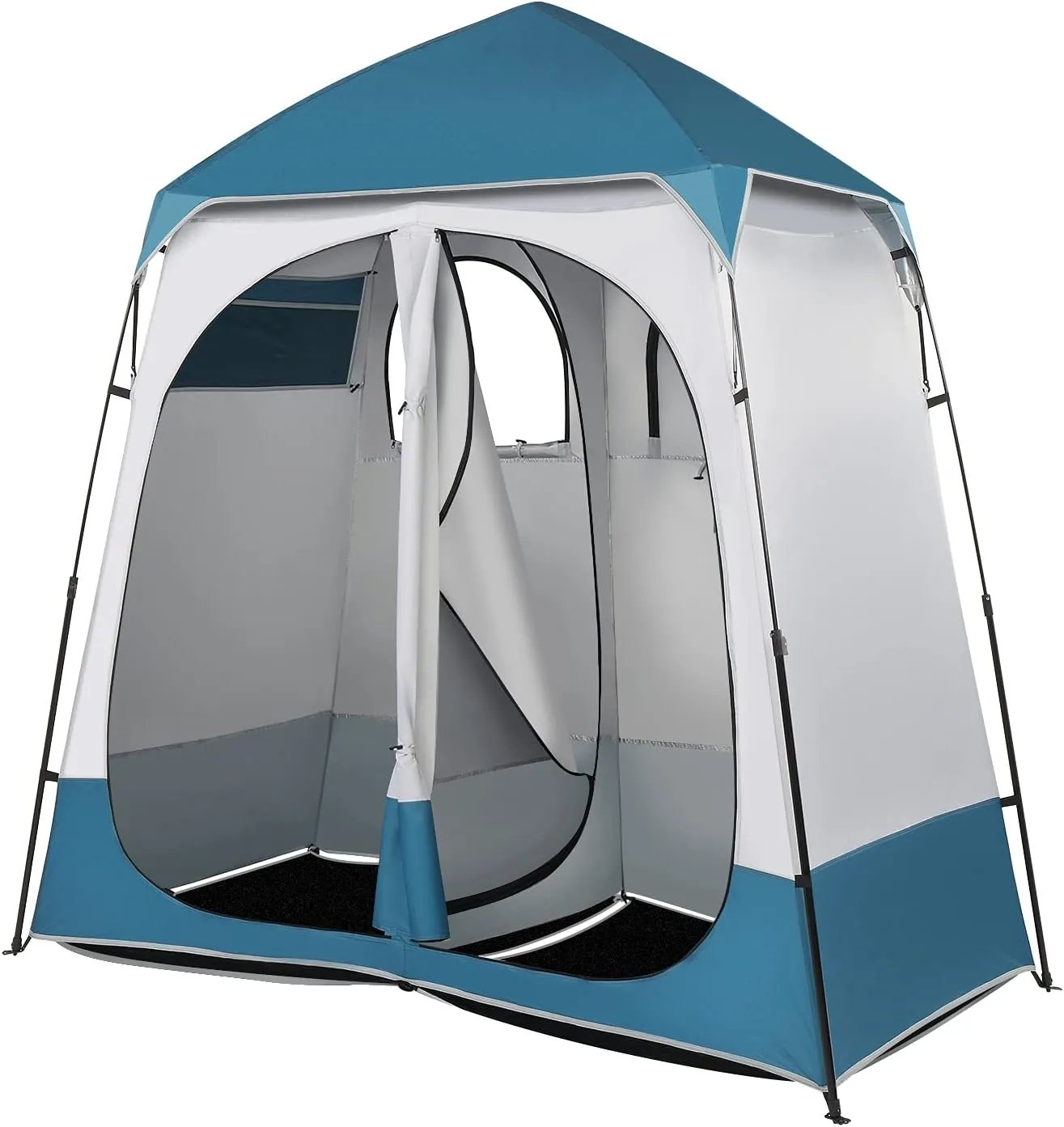Portable Outdoor Privacy Tent Instant Pop Up Shower Dressing Room Campground Toilet Booth Lightweight Oxford Cloth Fitting Tent Easy Setup Blue White