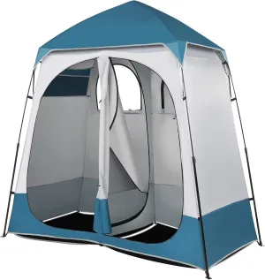 Portable Outdoor Privacy Tent Instant Pop Up Shower Dressing Room Campground Toilet Booth Lightweight Oxford Cloth Fitting Tent Easy Setup Blue White