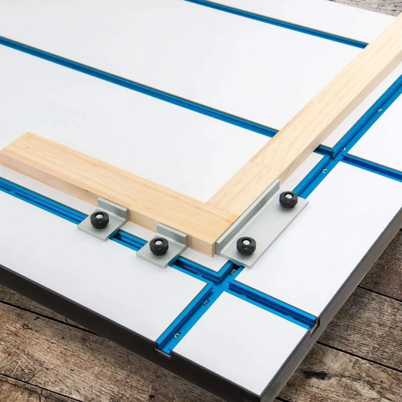 POWERTEC 71609-P4V 3" T-Track Intersection Kit with Predrilled Mounting Holes, 4 Sets, For Universal T track, T Track Accessories for Woodworking Jigs and Fixtures