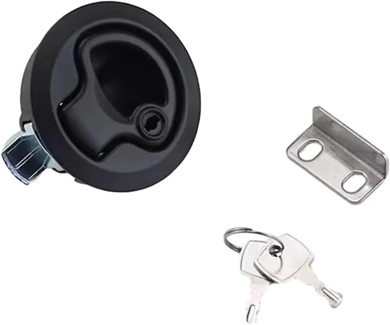 Pull Rebound Type Internal and External Two-Way Opening Embedded Push Handle Lock Rv Tool Box Lock 1Pcs(ZDC-Black-Key-50mm)
