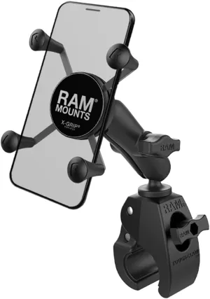 RAM MOUNTS X-Grip Small Phone Mount with RAM Tough-Claw Small Clamp Base RAM-B-400-HOL-UN7BU with Medium Arm for Motorcycle, ATV/UTV, Bike