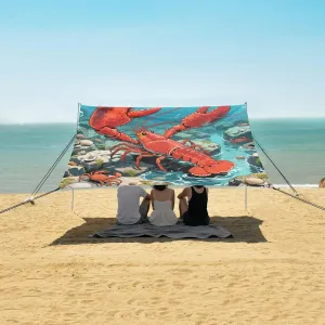 Red Lobster Underwater Beach Camping Tent Sun Shelter for Whole Family, Beach Shade Canopy with UPF50  UV Protection,Easy Set Up and Carry,Outdoor Shade for Trips, Fishing, Backyard Fun Picnics