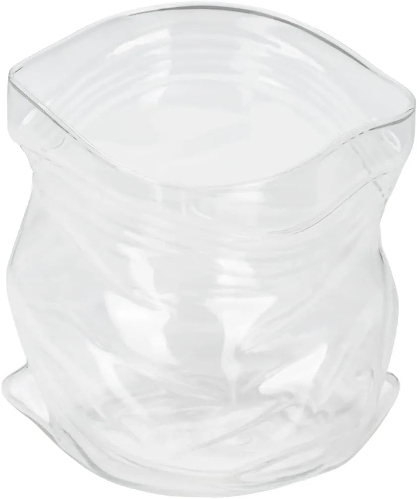 Restaurantware-22 Ounce Unzipped Bag Bowl, 1 Small Glass Bag - Realistic Crinkled Edges, Serve Candy, Popcorn, or Nuts, Clear Glass Bag Bowl, Dishwashable, Flat Base