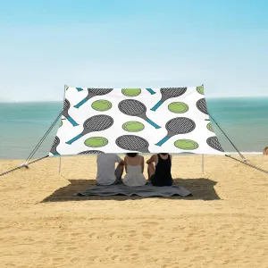 Retro Tennis and Balls Beach Camping Tent Sun Shelter for Whole Family, Beach Shade Canopy with UPF50  UV Protection,Easy Set Up and Carry,Outdoor Shade for Trips, Fishing, Backyard Fun Picnics