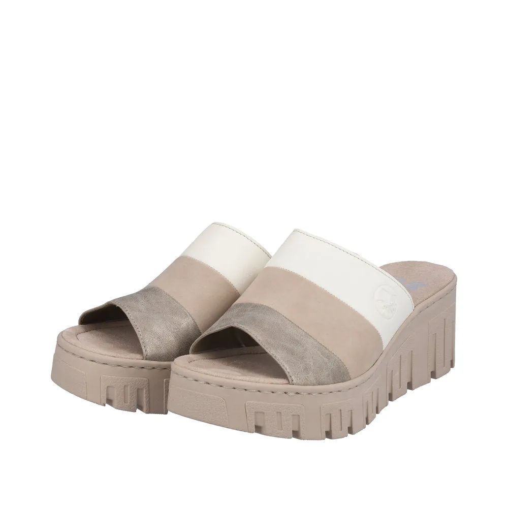 RIEKER - 68092-62 CHUNKY FASHION MULE - BEIGE COMBI