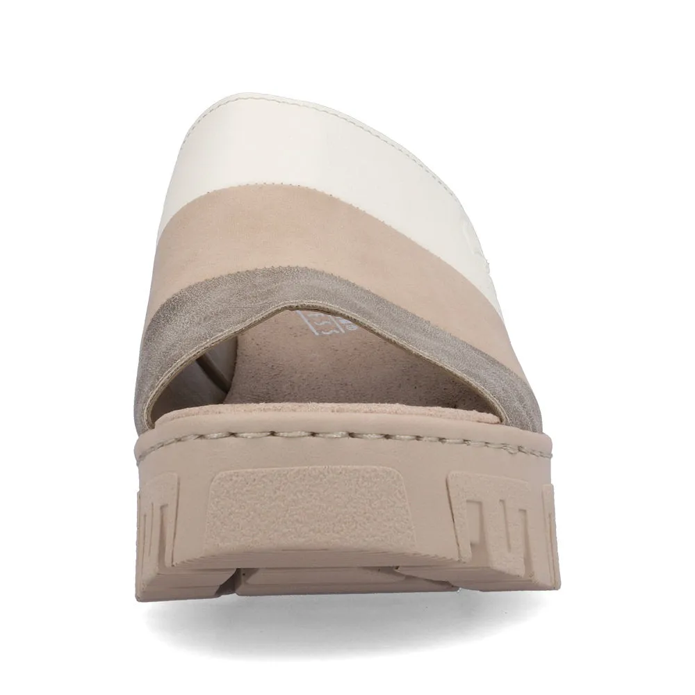 RIEKER - 68092-62 CHUNKY FASHION MULE - BEIGE COMBI