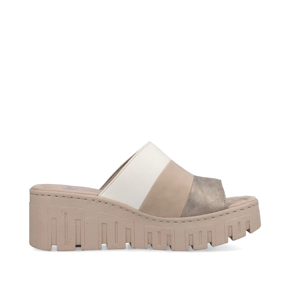 RIEKER - 68092-62 CHUNKY FASHION MULE - BEIGE COMBI