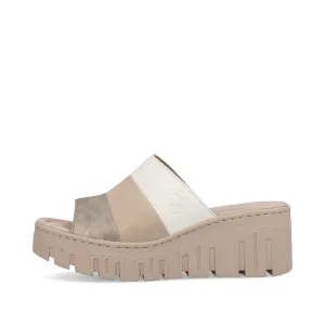 RIEKER - 68092-62 CHUNKY FASHION MULE - BEIGE COMBI
