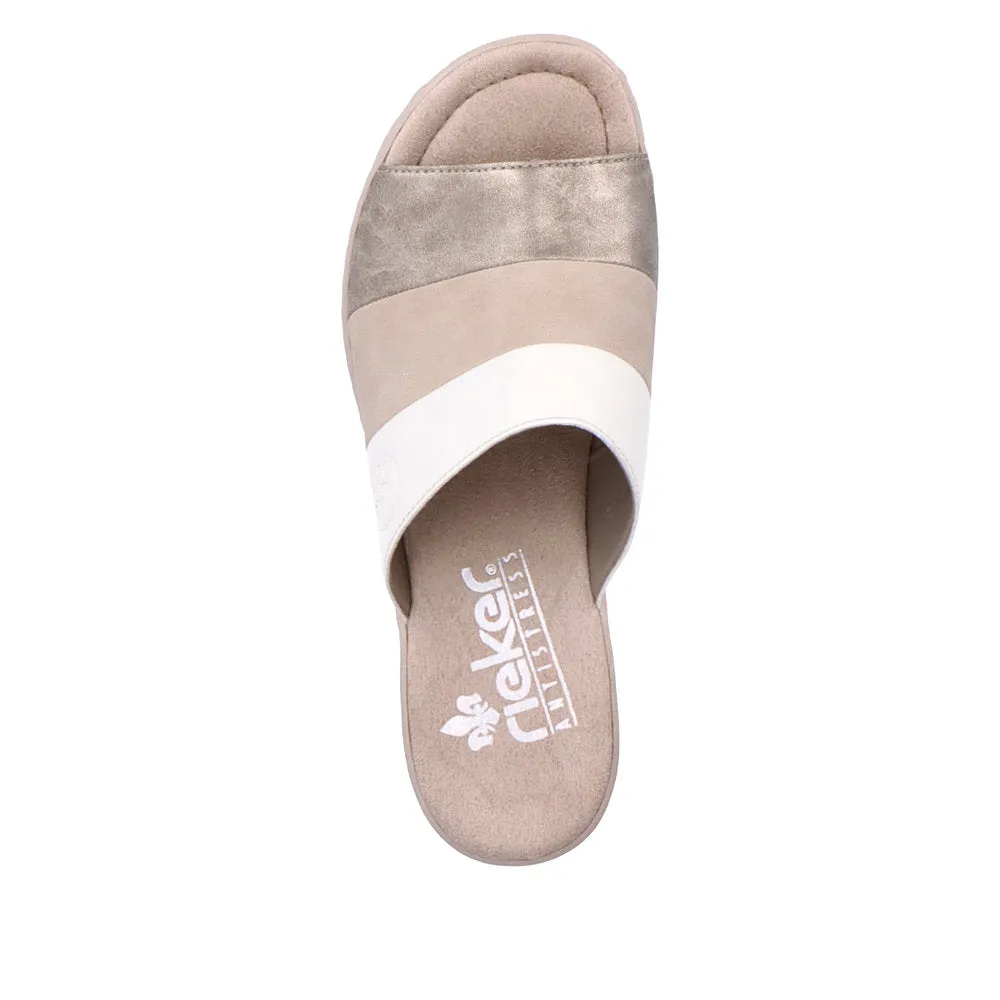 RIEKER - 68092-62 CHUNKY FASHION MULE - BEIGE COMBI