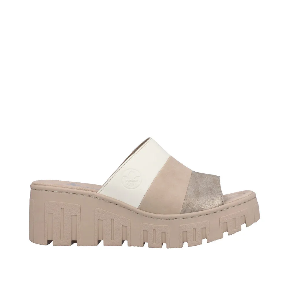 RIEKER - 68092-62 CHUNKY FASHION MULE - BEIGE COMBI