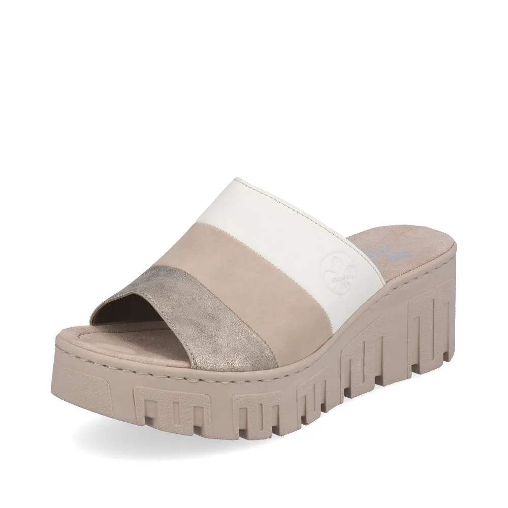 RIEKER - 68092-62 CHUNKY FASHION MULE - BEIGE COMBI