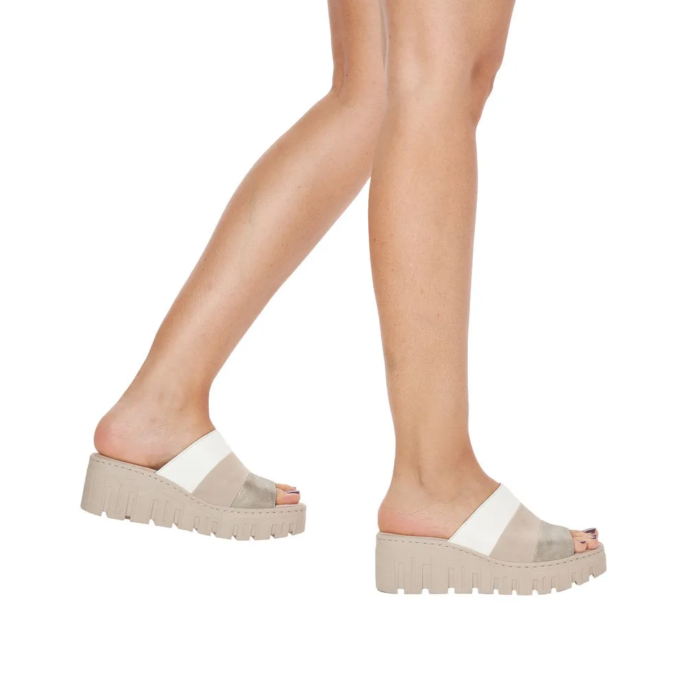 RIEKER - 68092-62 CHUNKY FASHION MULE - BEIGE COMBI
