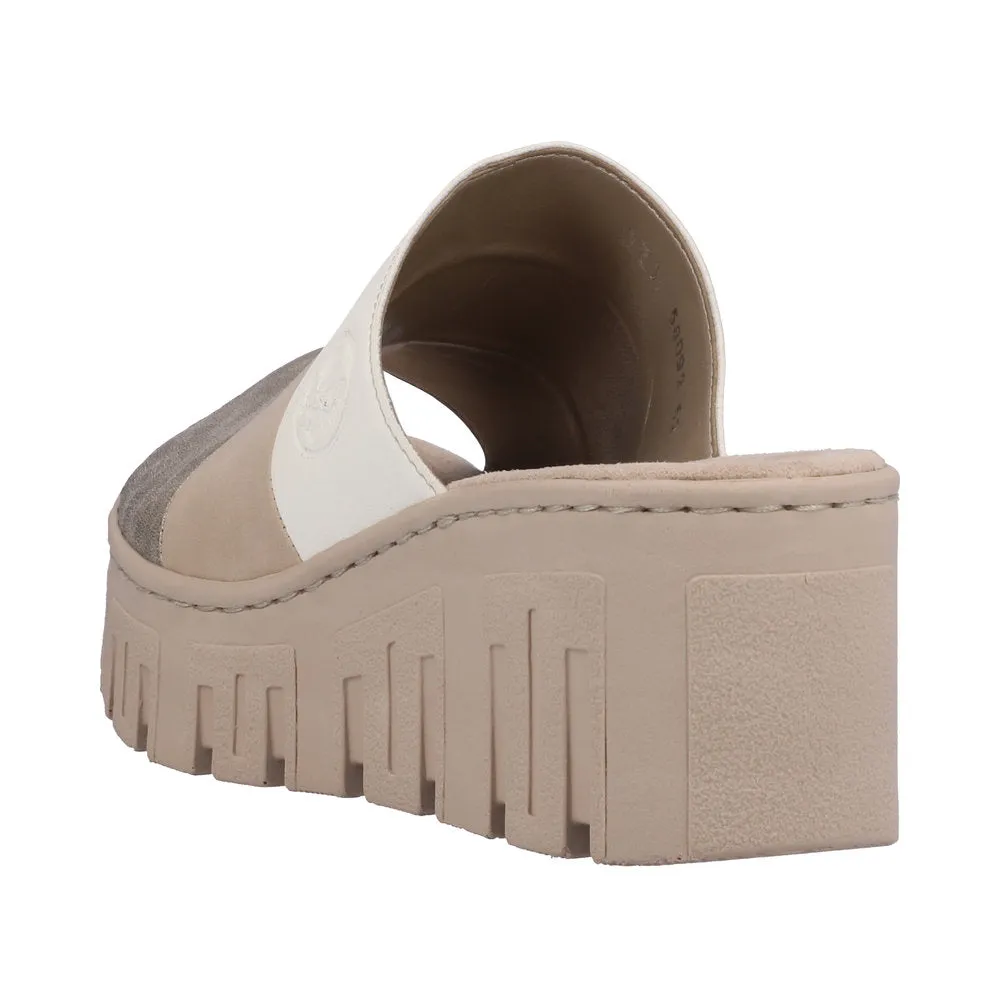RIEKER - 68092-62 CHUNKY FASHION MULE - BEIGE COMBI