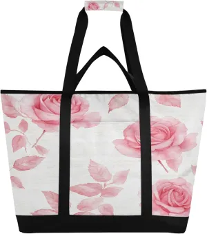 Roses Reusable Insulated Cooler Bag with Ice Pack Compartment - Large 139L Waterproof Thermal Grocery Tote for Picnic Beach Camping Lunch Storage
