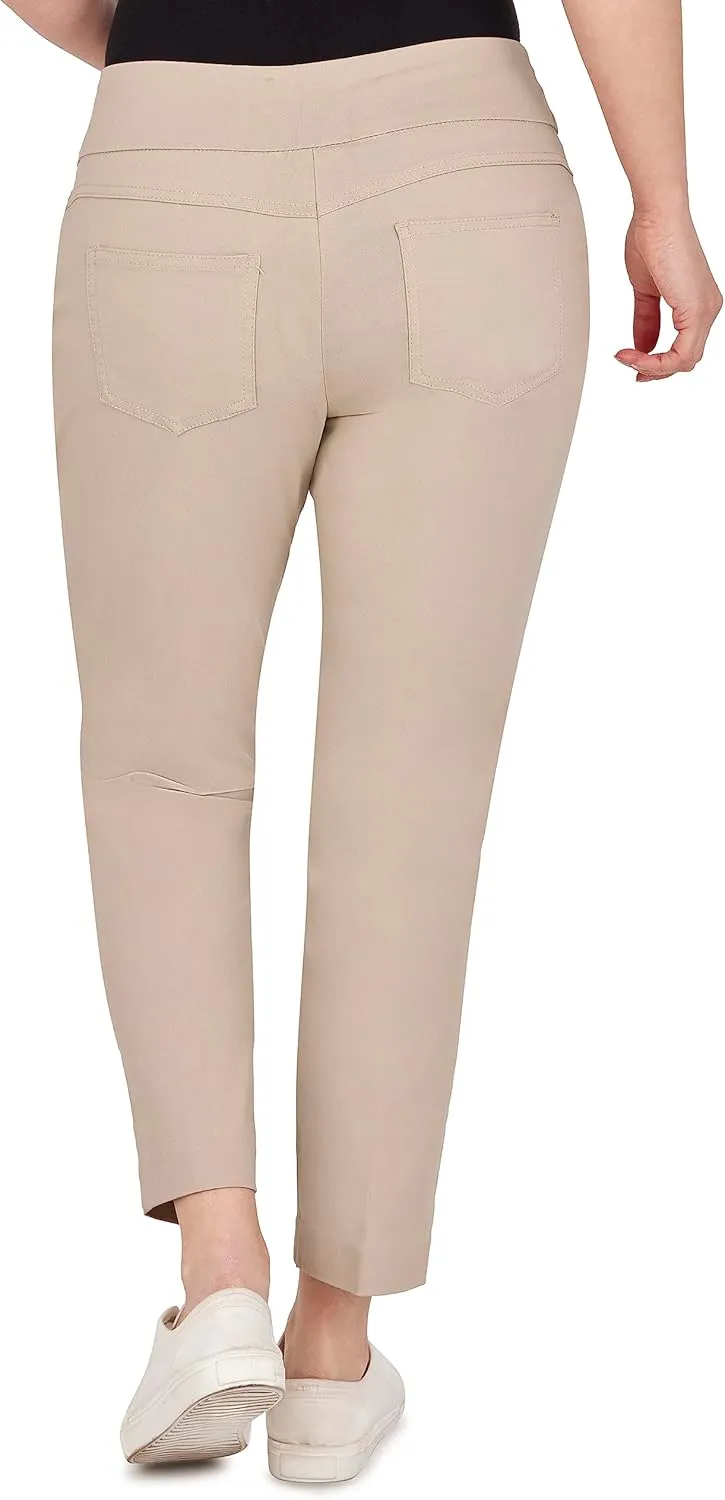 Ruby Rd. Womens Womens Mid-Rise Pull-on Straight Solar Millenium Tech Ankle Pant